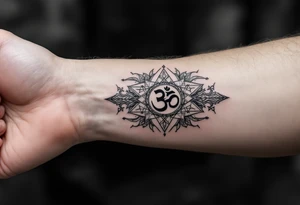 sacred geometric pattern 
 with Om in the middle tattoo idea