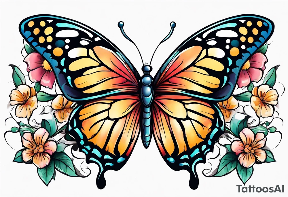 Butterfly on a flower tattoo idea