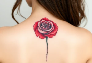 a rose with 3 colors, ruby red as the base, aquamarine as the next layer and pink as the middle tattoo idea