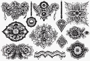 Beads and lace tattoo idea
