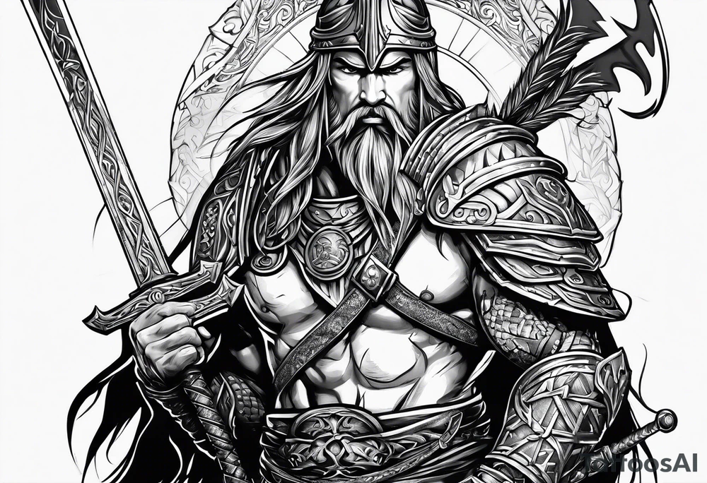 Valhalla sword warrior tattoo idea