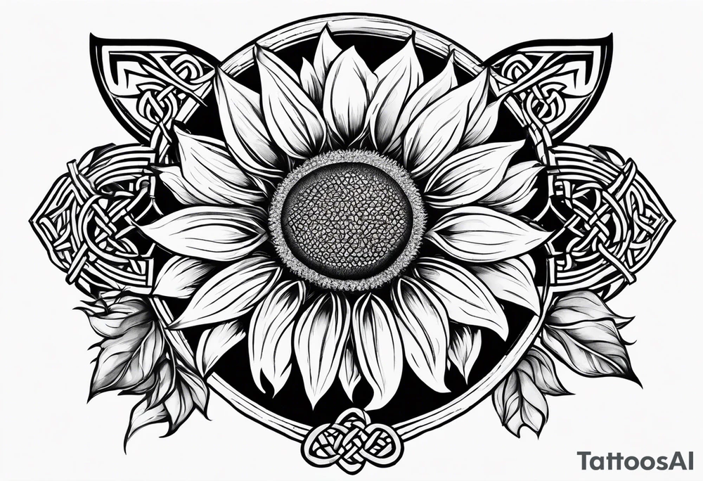 sunflower with a celtic dara knot center tattoo idea