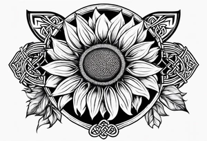 sunflower with a celtic dara knot center tattoo idea