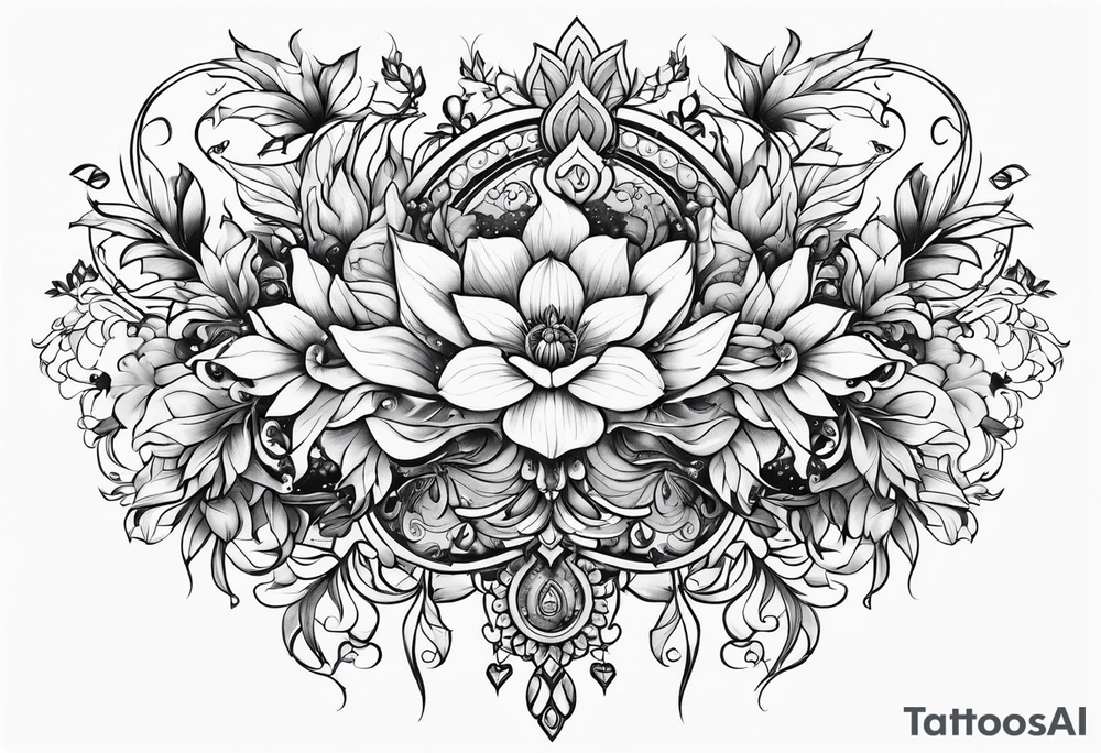 Celestial floral chandelier tattoo idea