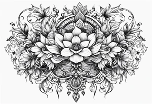 Celestial floral chandelier tattoo idea