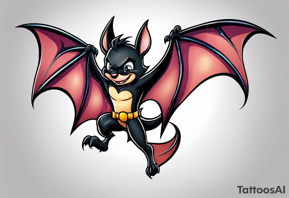 cartoon bat in style of disney, in memory of tattoo idea
