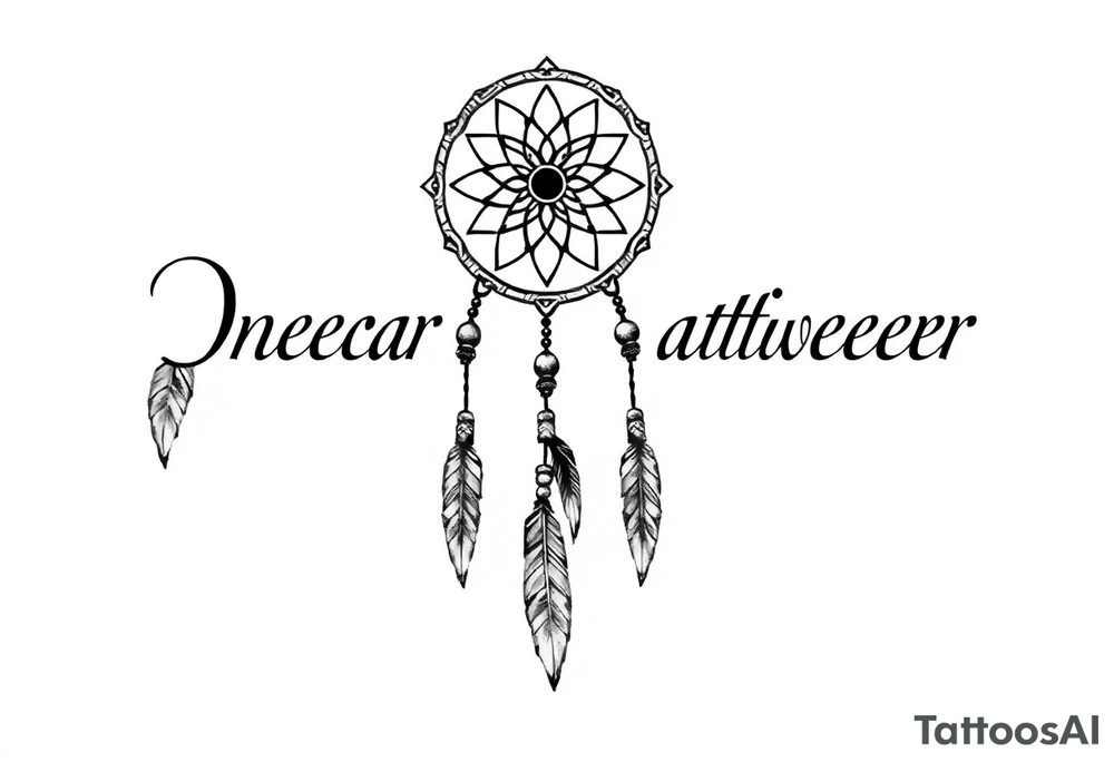 native dreamcatcher with flowing feathers and sacred beads tattoo idea