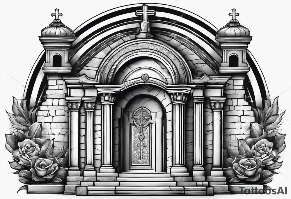 Tomb with cross tattoo idea