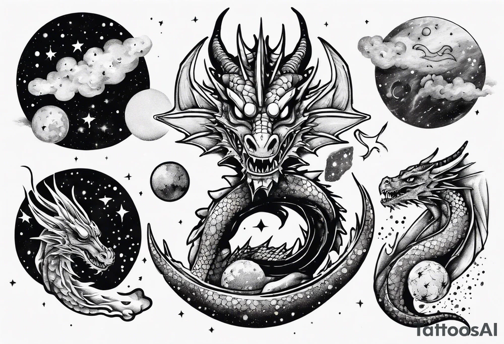 Dragon out in space tattoo idea