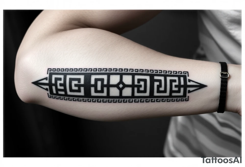Greek pattern arm band wrap around tattoo idea