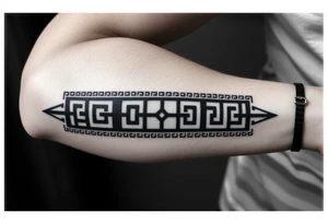 Greek pattern arm band wrap around tattoo idea