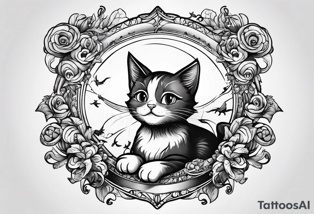sky diving cat tattoo idea