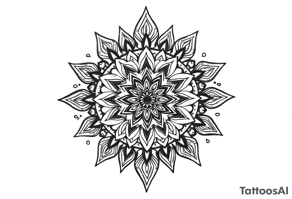 spiritual bold line feather mandala indian tattoo idea