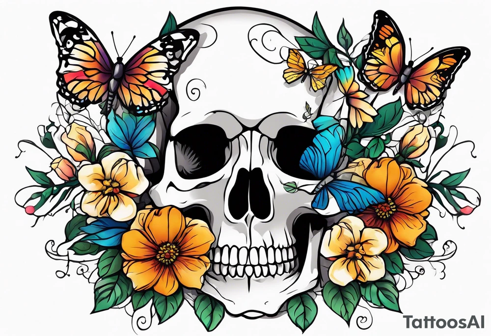 skeleton bones come alive flowers and butterflies
simple design tattoo idea