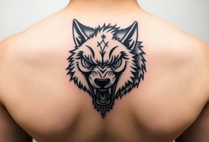 wolf head snarling tattoo idea