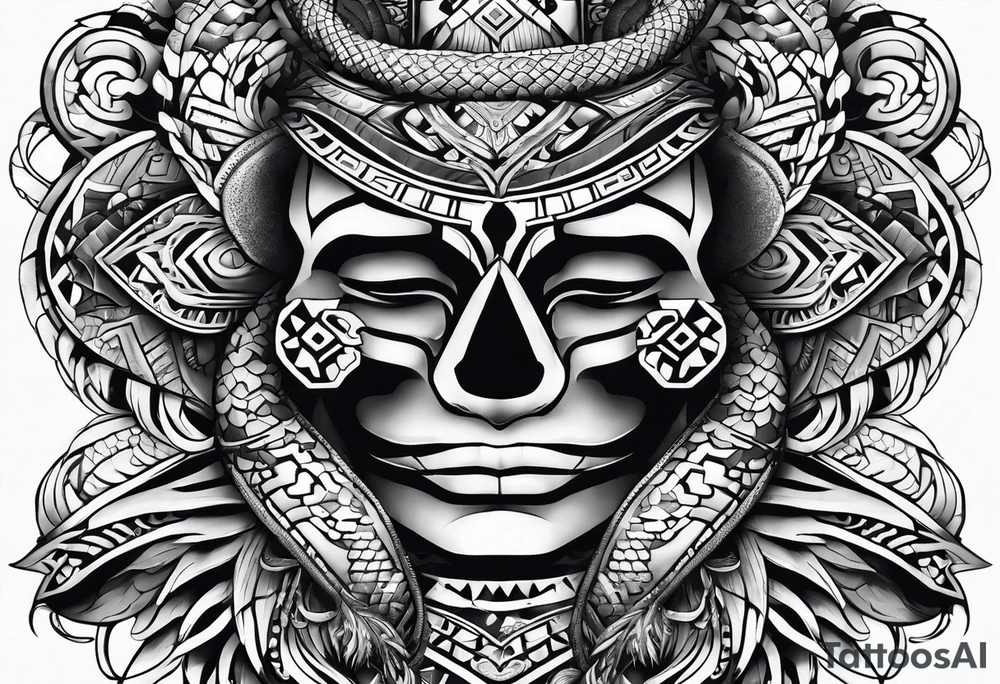 aztec snake sleeve tattoo idea