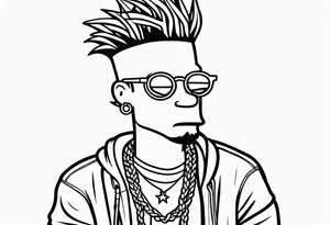 Bart Simpson with dreadlocks rapper tattoo idea