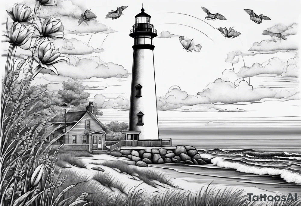 Barnegat lighthouse, blue crab, nautical rope, flip flops, pizza tattoo idea
