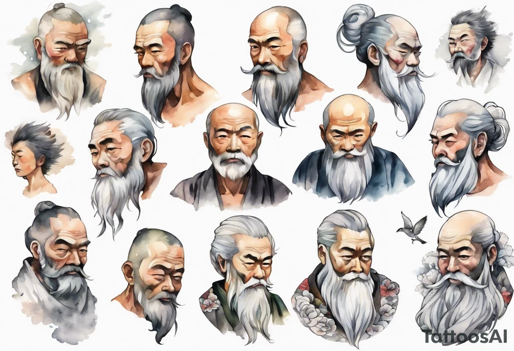 a solitary man with a grey beard tattoo idea