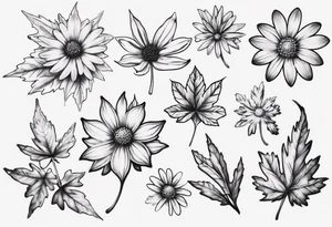 Maple leaf matching daisy tattoo idea
