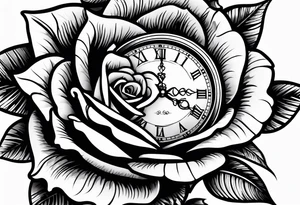 eine Taschenuhr mit kette und einer einer Rose tattoo idea