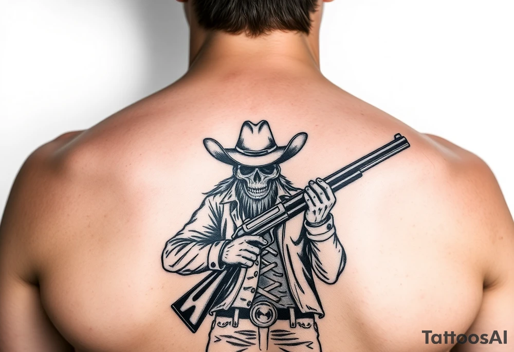 Undead cowboy with 30-30 rifle tattoo idea