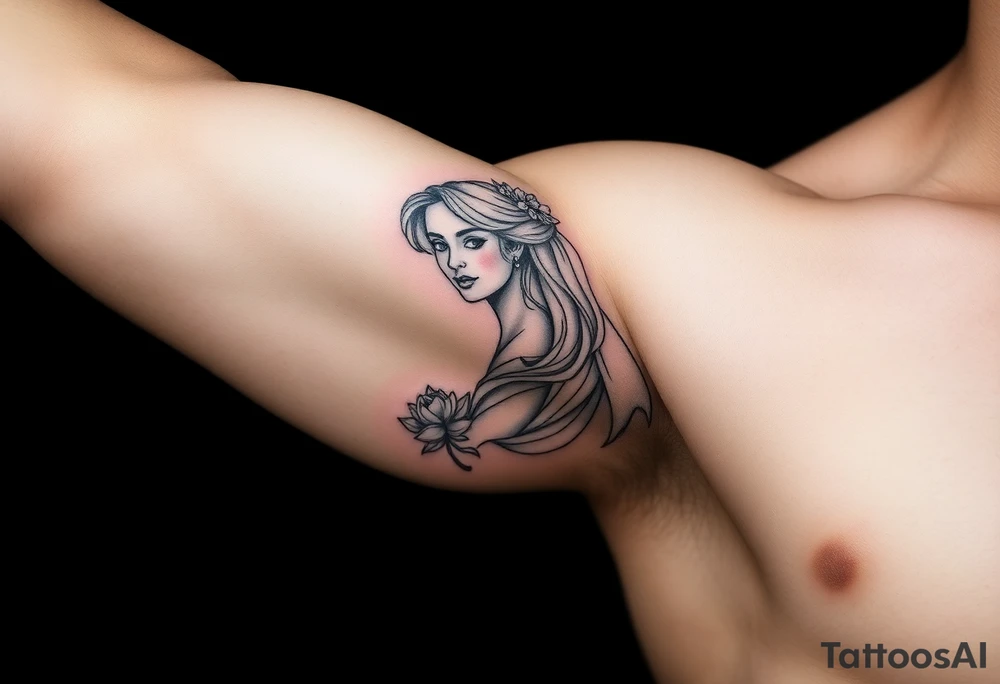 A softly shaded vintage-style illustration of a bride, with sepia tones for an old-world charm tattoo idea