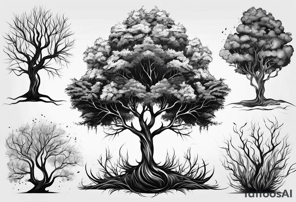 trees on fire tattoo idea