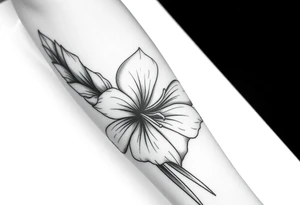Large gladiolus on the forearm skin tattoo idea