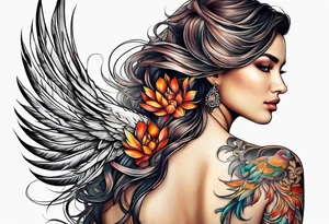 femme nu avec un tatou de phoenix tattoo idea