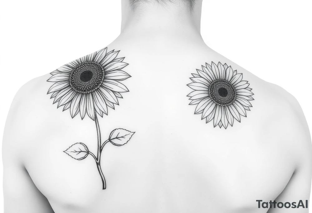Small minimalist line art inspired by daughter Harlow and sunflower. 3x3 tattoo idea