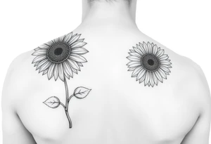 Small minimalist line art inspired by daughter Harlow and sunflower. 3x3 tattoo idea