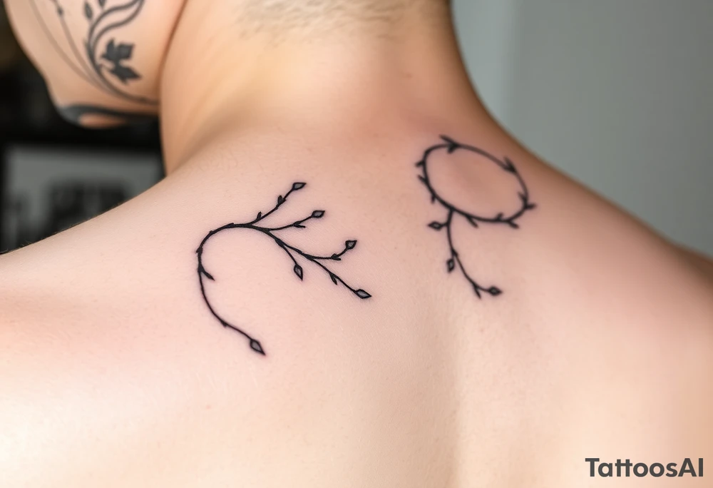 thin simple clean vines with small branch off tattoo idea