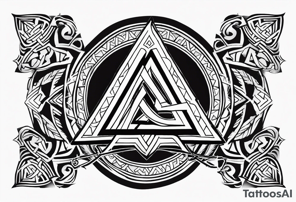 Valhalla fire
Sword shield valknut axe tattoo idea