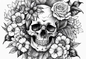 sleeve skulls and flowers tattoo idea