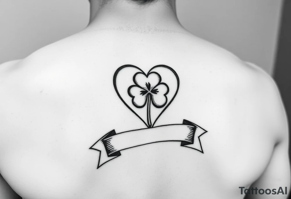 Cute Heart and a Shamrock patch with a banner tattoo idea