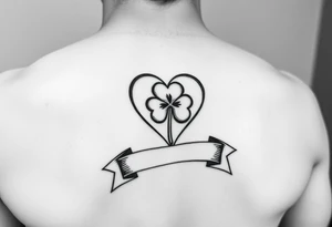 Cute Heart and a Shamrock patch with a banner tattoo idea