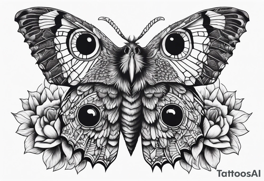 Dead head moth with owl eyes tattoo idea