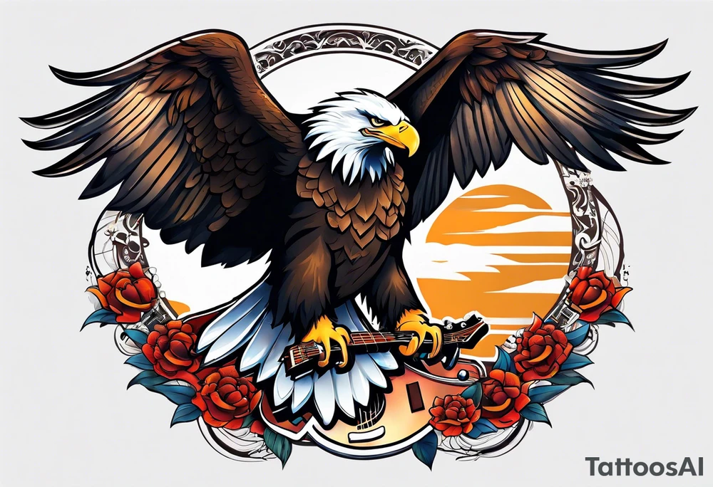 eagle playing guitar tattoo idea