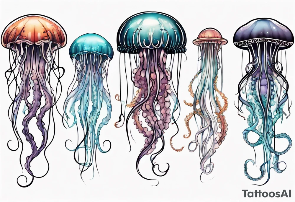 Jellyfish with super long tentacles tattoo idea