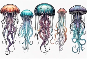 Jellyfish with super long tentacles tattoo idea
