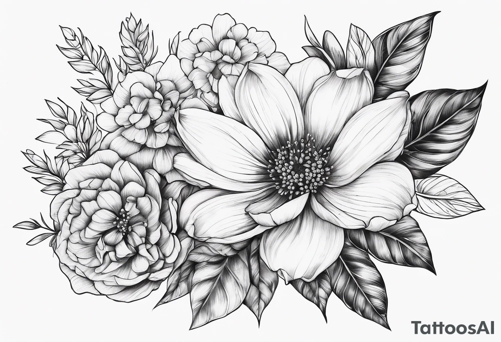 fine line  flowers tattoo idea