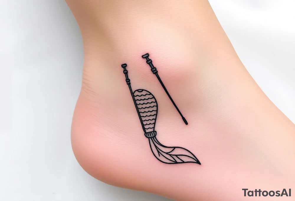 Simple Mermaid tail with crutches tattoo idea