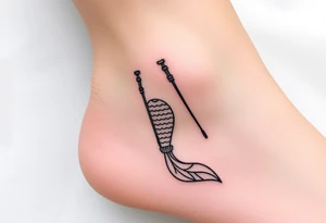 Simple Mermaid tail with crutches tattoo idea