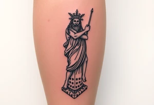 Greek gods stacked up vertically on the calf tattoo idea