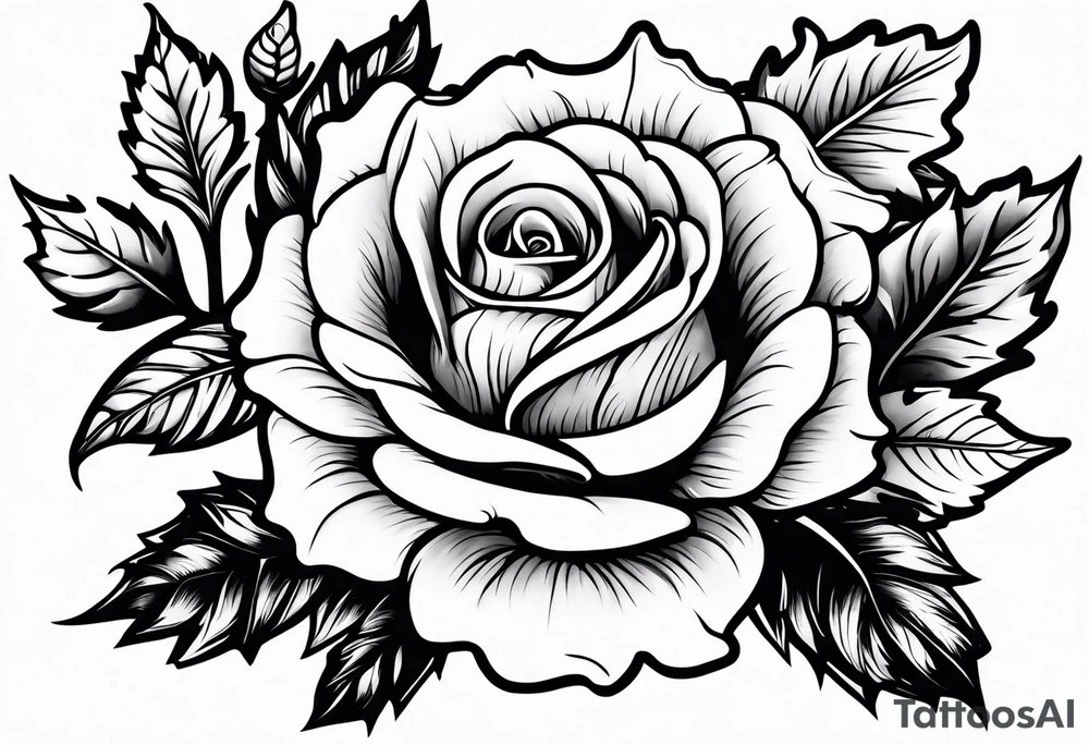 flower with rose flower and holly berry stalk tattoo idea
