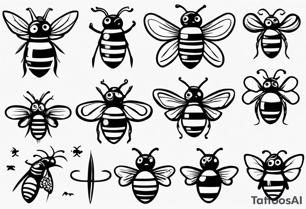 Biene, comic, klein, gesicht tattoo idea