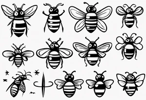 Biene, comic, klein, gesicht tattoo idea