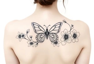 Butterfly and flowers tattoo idea