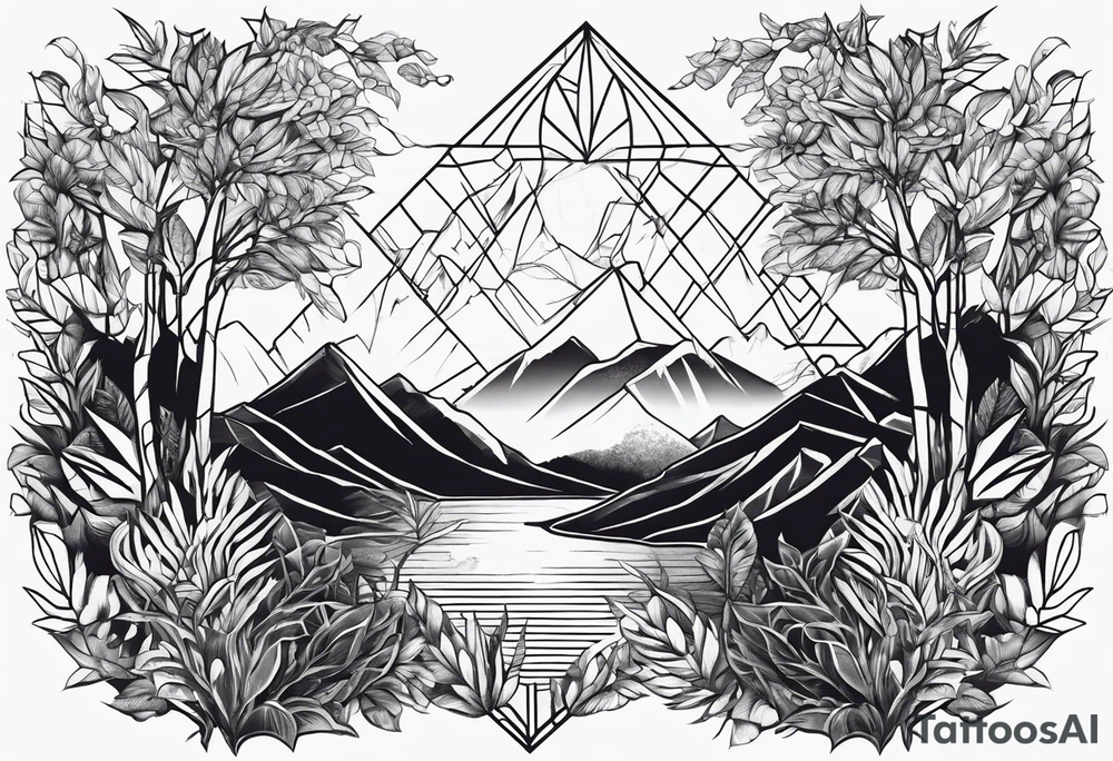 geometric dense vegetation tattoo idea